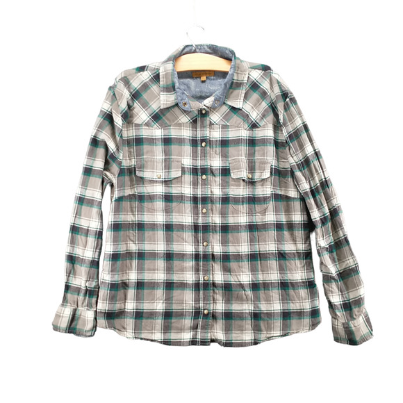 Jachs Girlfriend Women's Bea Pearl Snap Shirt Multi XXL Plaid Chest Flap Pockets - Picture 1 of 13
